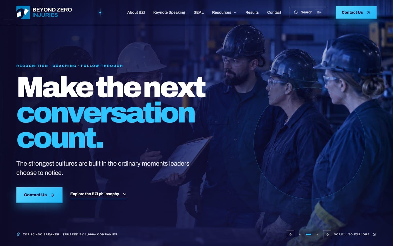Beyond Zero Injuries homepage